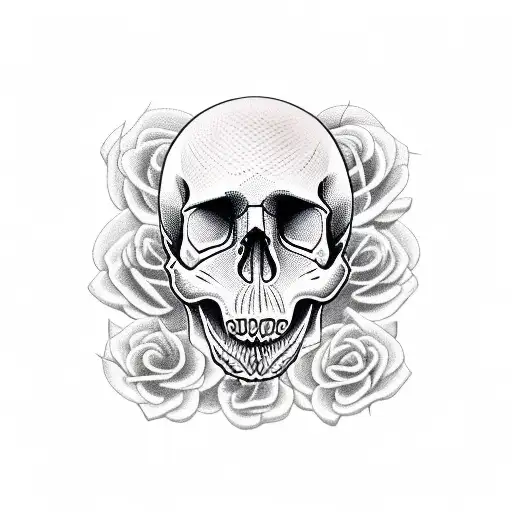 skull back piece tattoo design idea
