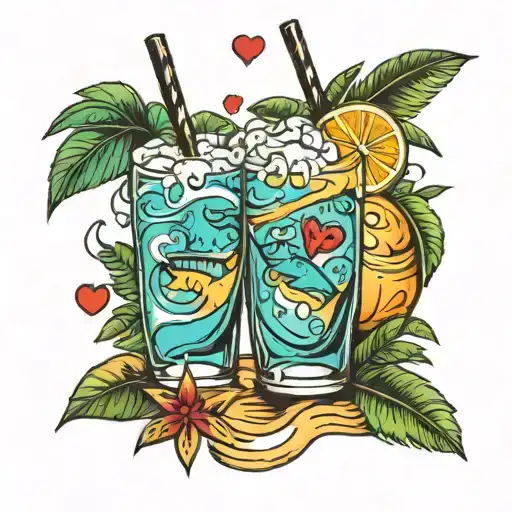 Bahamas, love, drinks tattoo design idea