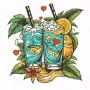 Bahamas, love, drinks tattoo design idea