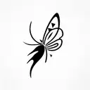 semi-colon but with a half-moon instead and a curved butterfly wing next to that symbol tattoo design idea