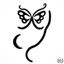 semi-colon but with a half-moon instead and a curved butterfly wing next to that symbol tattoo design idea