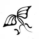 semi-colon but with a half-moon instead and a curved butterfly wing next to that symbol tattoo design idea