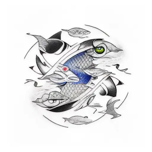 gojo eyes and Pisces, and jujutsu kaisen background tattoo design idea