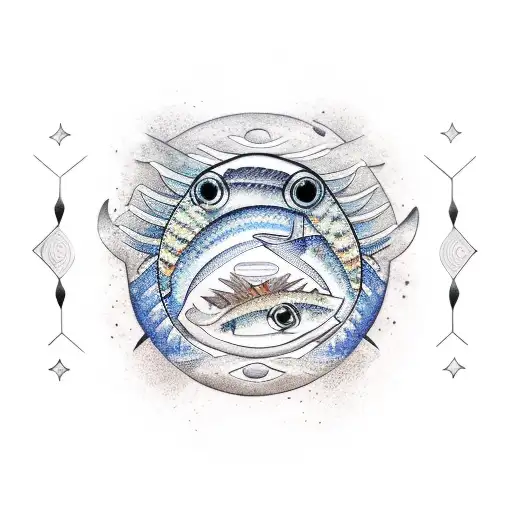 gojo eyes and Pisces  tattoo design idea