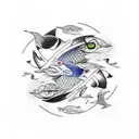 gojo eyes and Pisces, and jujutsu kaisen background tattoo design idea