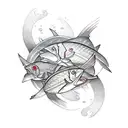 gojo eyes and Pisces, and jujutsu kaisen background tattoo design idea