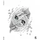 gojo eyes and Pisces, and jujutsu kaisen background tattoo design idea
