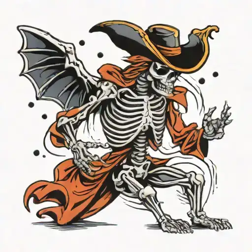 skeleton dancing in the rain tattoo design idea