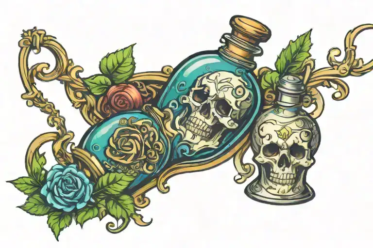 fancy potion bottle tattoo design idea