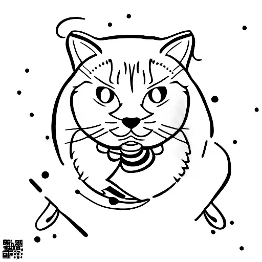 black and white tuxedo cat with two white spots under its nose tattoo design idea