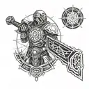 Destiny 2 Titan with Hammer of Sol tattoo design idea