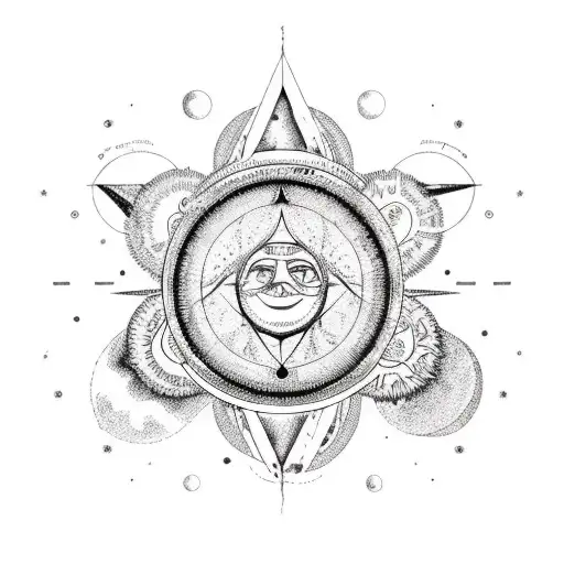 astrology mixed with the sun  tattoo design idea
