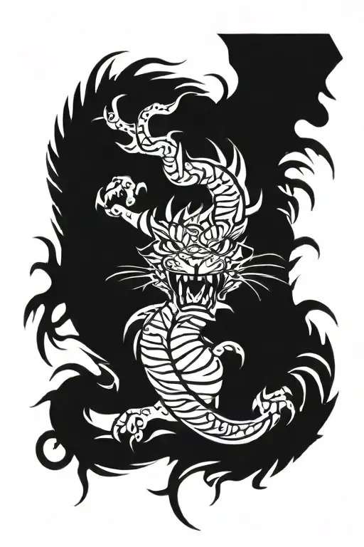 dragon tiger with a grin tattoo design idea