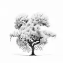 a large tree, half apple tree and half olive tree in jesusalem tattoo design idea