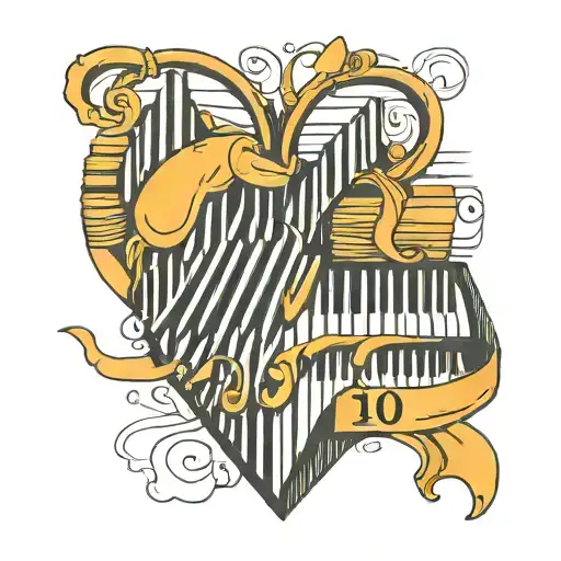 A new-school design of a heart made out of piano keys with your boys' birthdates inside tattoo design idea