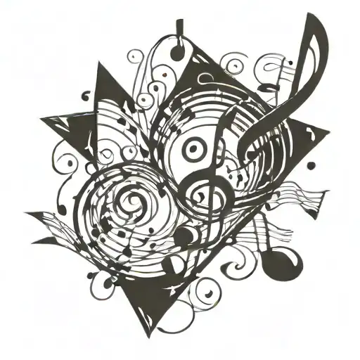 Create a new-school design featuring musical notes swirling around your boys' names tattoo design idea