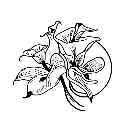 calla lily and violet flower bouquet  tattoo design idea