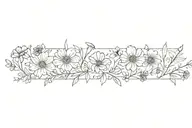poppy flowers, honeysuckle flowers, larkspur flowers, cosmos flowers, snowdrop flowers.   tattoo design idea