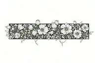 poppy flowers, honeysuckle flowers, larkspur flowers, cosmos flowers, snowdrop flowers.   tattoo design idea