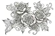 brooke with roses and stars and curly vines tied around the name  tattoo design idea