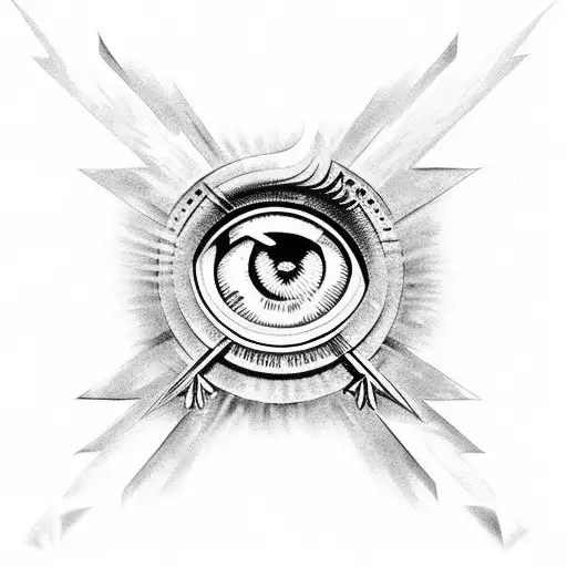 illuminati eye with daggers tattoo design idea