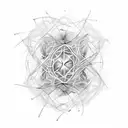 An abstract design featuring a tangled web of thoughts and words, illustrating the client's tendency to overthink and analyze everything. tattoo design idea