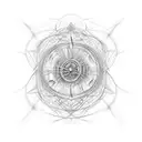 An abstract design featuring a tangled web of thoughts and words, illustrating the client's tendency to overthink and analyze everything. tattoo design idea