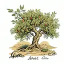 a palestinian olive tree and the name Areej tattoo design idea