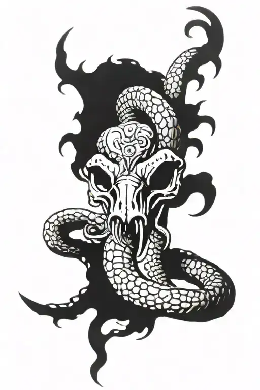 scorpion, snake, ram skull  tattoo design idea