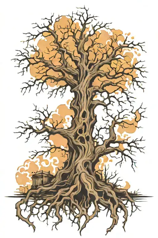 dead tree rising in life  tattoo design idea