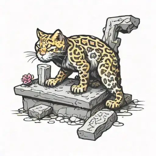 Garfield digging a grave stone tattoo design idea