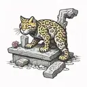 Garfield digging a grave stone tattoo design idea