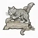 Garfield digging a grave stone tattoo design idea