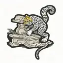 Garfield digging a grave stone tattoo design idea