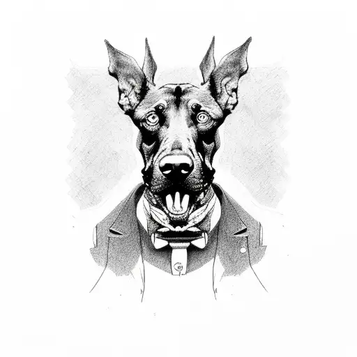 angry doberman tattoo design idea