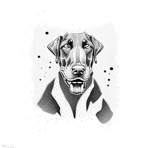angry doberman tattoo design idea