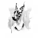 angry doberman tattoo design idea