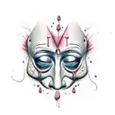 crying behind a mask tattoo design idea