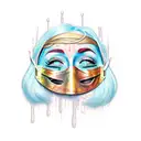 crying behind a mask tattoo design idea