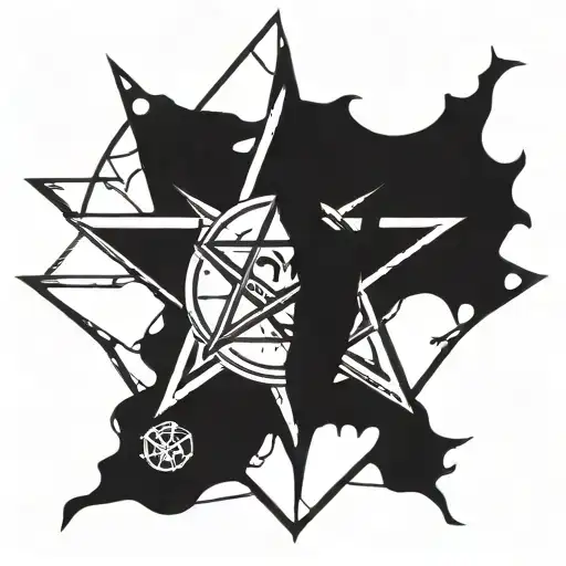 chaos gods necronomicon Pentagram Evil tattoo design idea