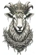 lamb standing on back legs with crown of thorns on head tattoo design idea