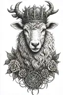 lamb standing on back legs with crown of thorns on head tattoo design idea