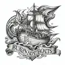quote “Burn The Boats” tattoo design idea
