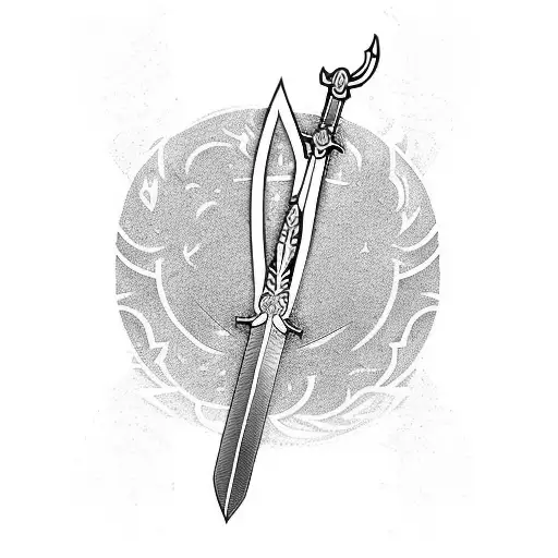 Sword fire Japanese  tattoo design idea