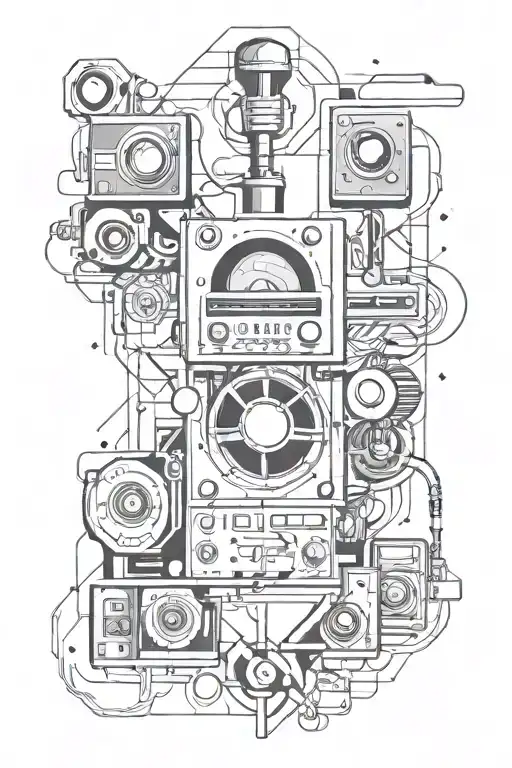 geometric tattoo recording engineer themed tattoo tattoo design idea