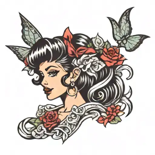 pinup girl goth tattoo design idea