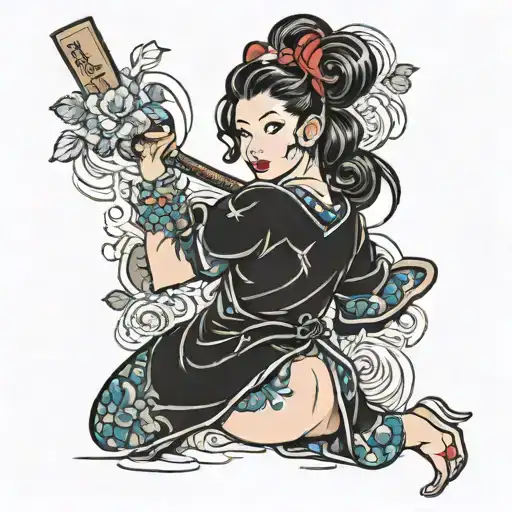 pinup girl tattoo design idea
