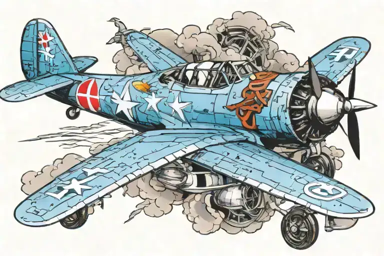 ww2 plane Japanese zero tattoo design idea