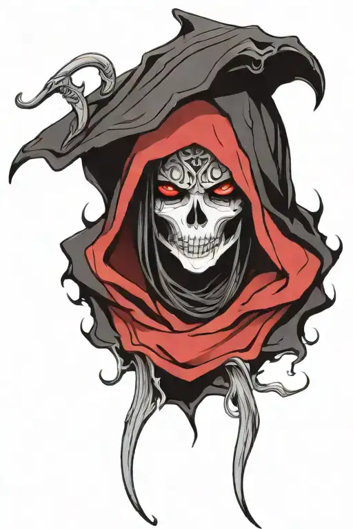 hooded grim reaper girl tattoo design idea