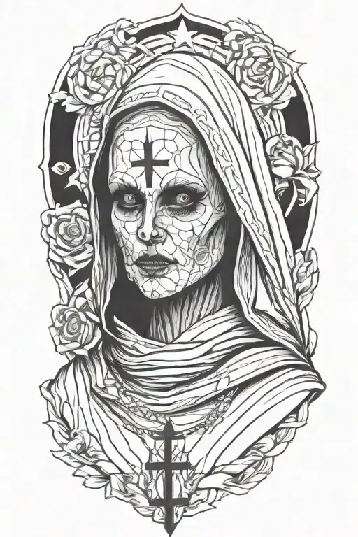 evil nun tattoo design idea